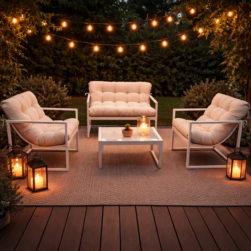 Neo White 4 Piece Outdoor Metal Patio Garden Furniture Set