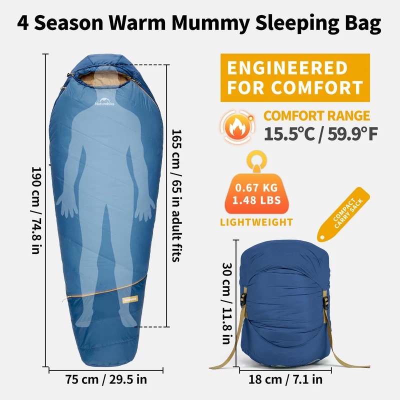 Mujin™ Pro Synthetic Mummy Sleeping Bag 41°F / 5°C