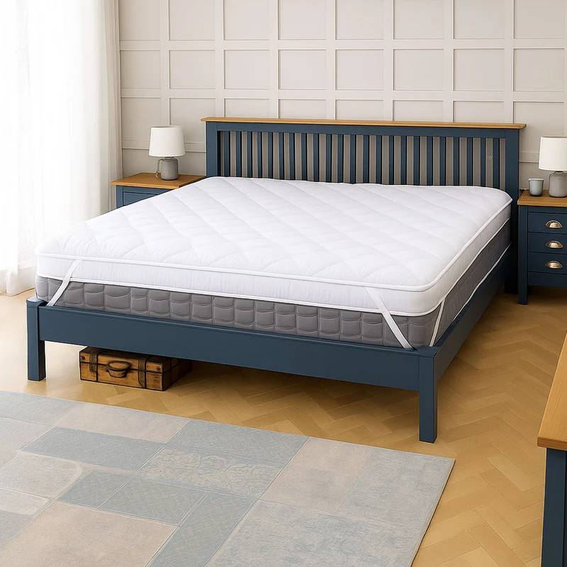 Neo Super King Mattress Topper Soft Memory Foam Plush Bounce Fibre Breathable Diamond Quilted Fabric Elastic Anti Slip Corner Straps Secure Fit All UK Bed Sizes