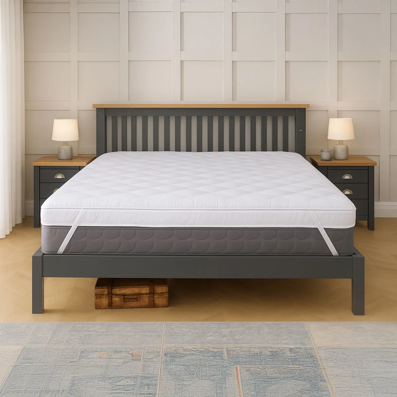 Neo King Size Mattress Topper Soft Memory Foam Plush Bounce Fibre Breathable Diamond Quilted Fabric Elastic Anti Slip Corner Straps Secure Fit All UK Bed Sizes