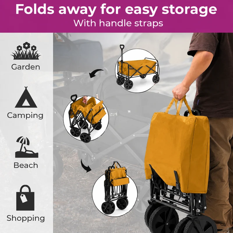 Neo Foldable Collapsible Garden Cart - Khaki