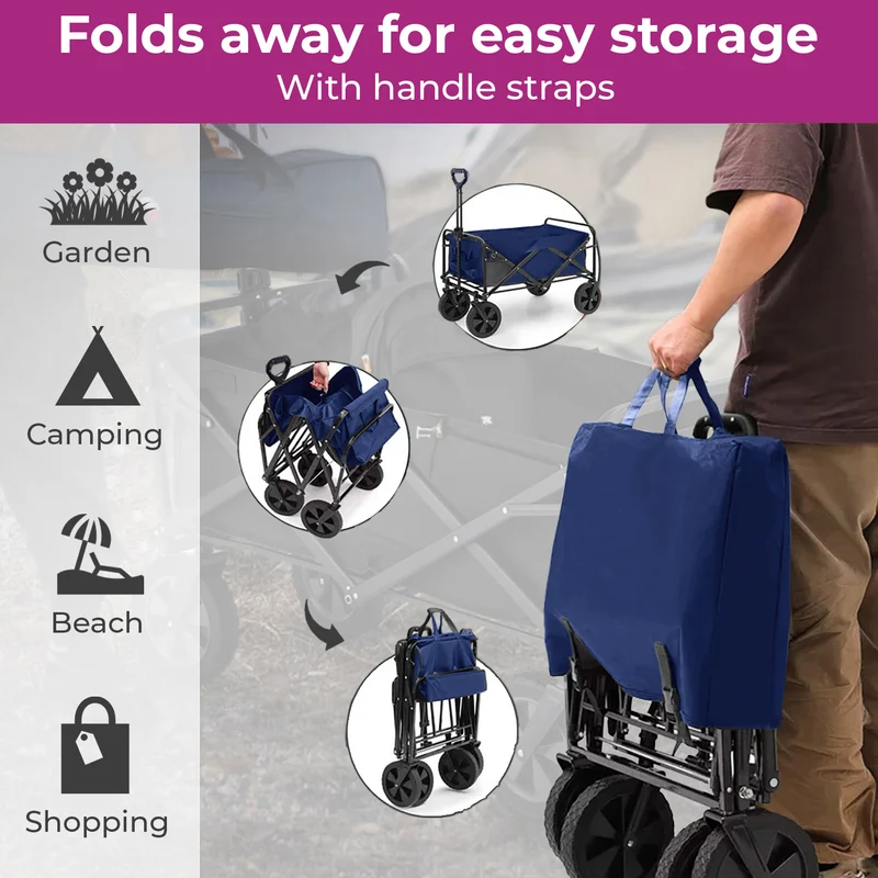 Neo Foldable Collapsible Garden Cart - Navy