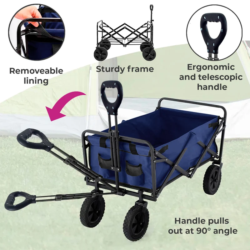 Neo Foldable Collapsible Garden Cart - Navy