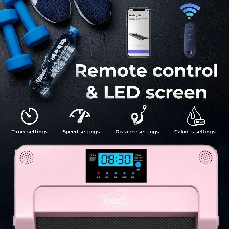 Neo Pink Walking Pad Treadmill with Handrail