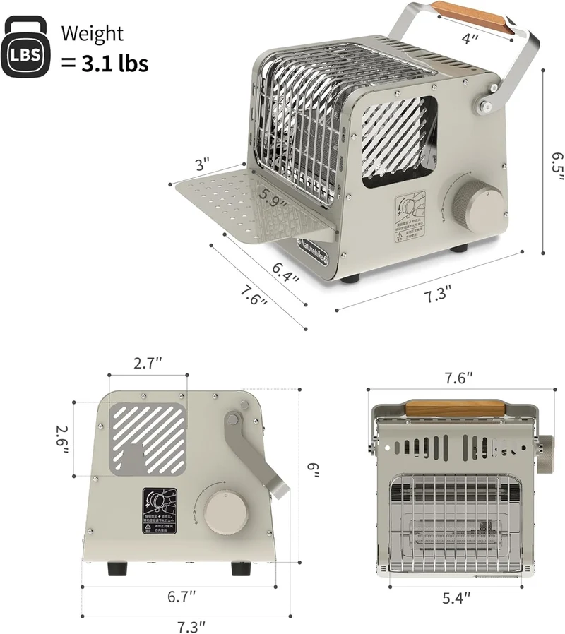 Time™ 3-in-1 Portable Butane Camping Heater