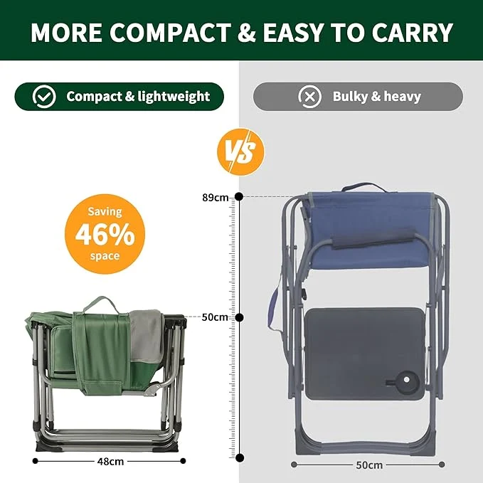 Naturehike Folding Camping Director Chair with Side Table and Storage Pockets
