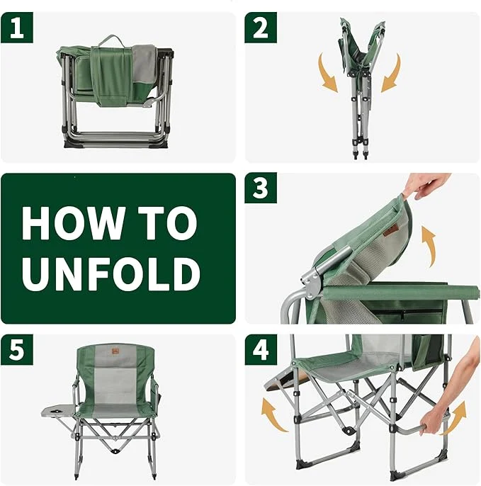 Naturehike Folding Camping Director Chair with Side Table and Storage Pockets