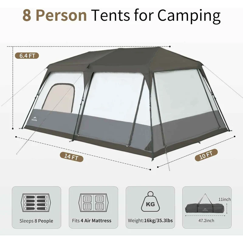 Cape™ 12.9 8-Person Square Pop-Up Camping Tent