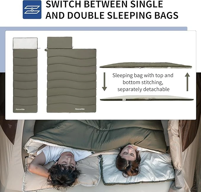Naturehike LD350 4 Season Spliceable Camping Sleeping Bag for Adults & Kids