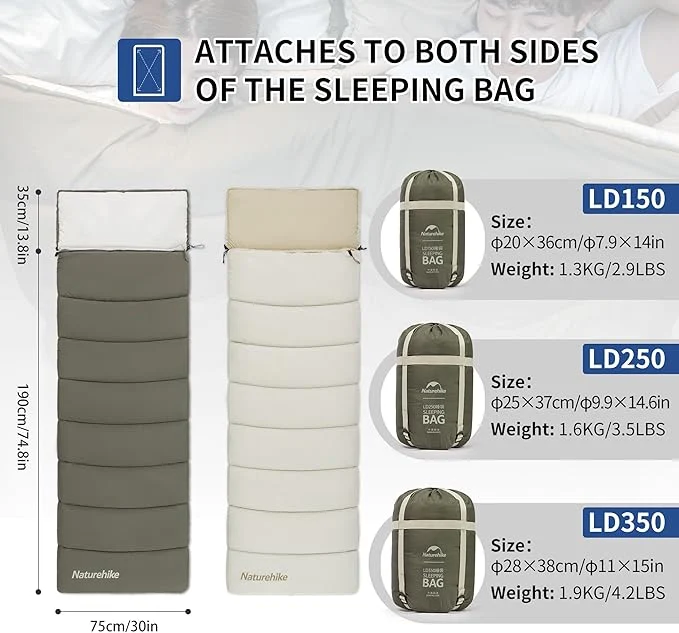 Naturehike LD350 4 Season Spliceable Camping Sleeping Bag for Adults & Kids