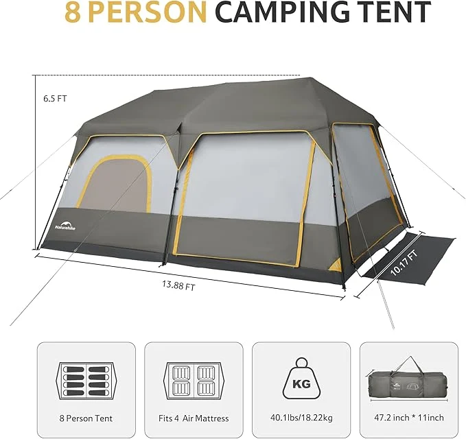 Cape™ 8-Person Pop-Up Camping Tent