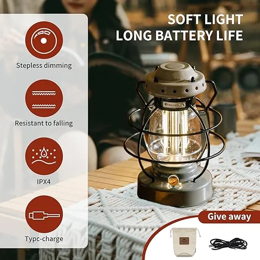 Naturehike Camping Lamp 3000mAh Rechargeable IPX4 Waterproof Dimmable LED Lantern