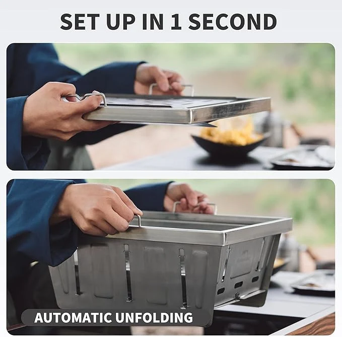 FieldVale™ Stainless Steel Folding BBQ Grill