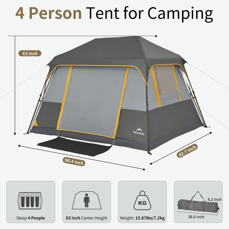 Cape™ 5.2 4-Person Square Pop-Up Camping Tent