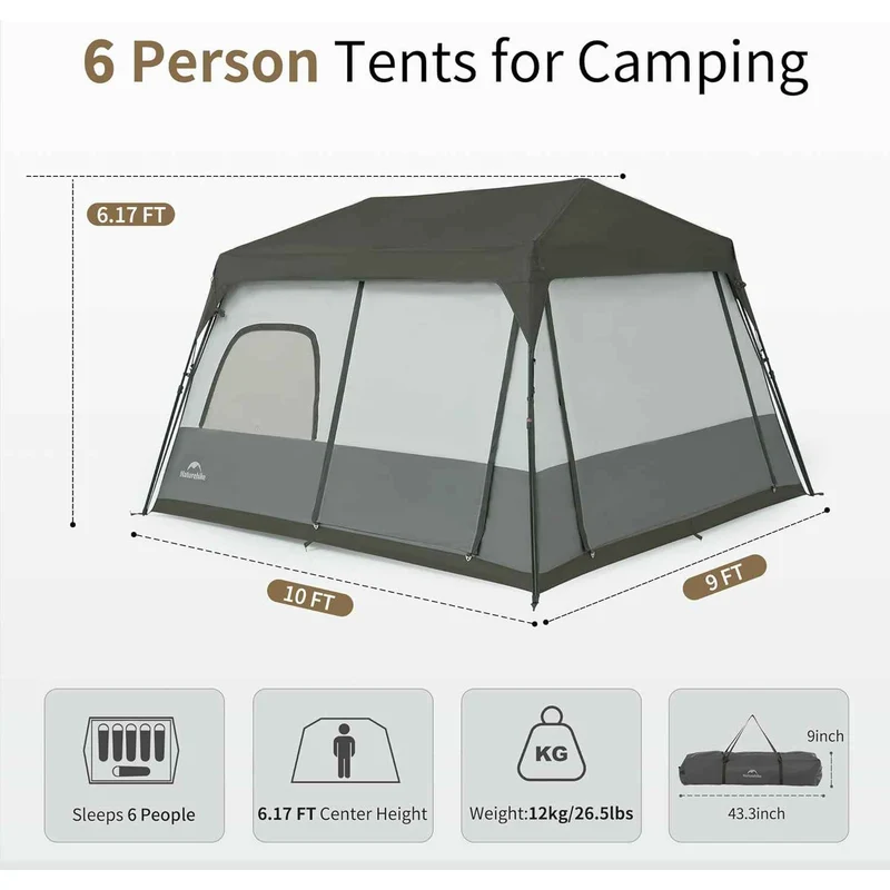 Cape™ 8.3 6-Person Square Pop-Up Camping Tent
